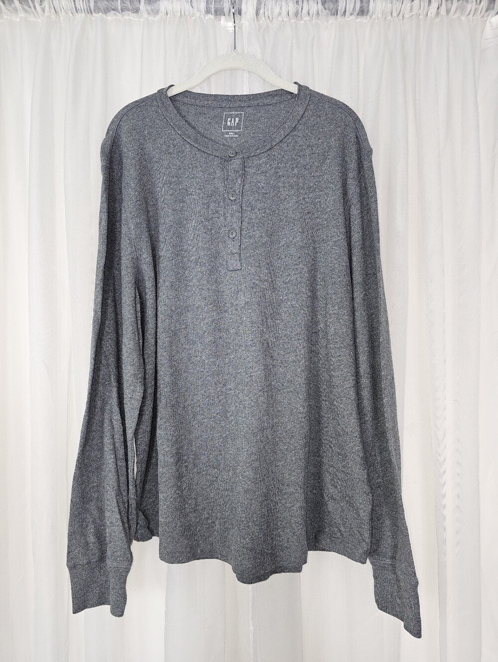 Gap Heather Charcoal Gray Long Sleeve Henley Top - Size XL S/322540-01 NWT